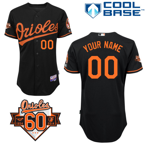 Customized Baltimore Orioles MLB Jersey-Men's Authentic Alternate Black Cool Base/Commemorative 60th Anniversary Patch Baseball Jersey